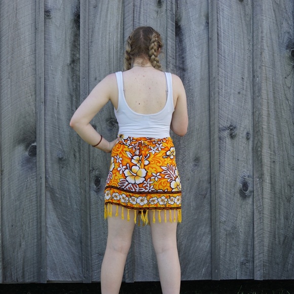 Vtg colorful mini colorful fringe wrap skirt - Picture 2 of 4